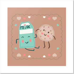 Cute milk box and cookie Posters and Art